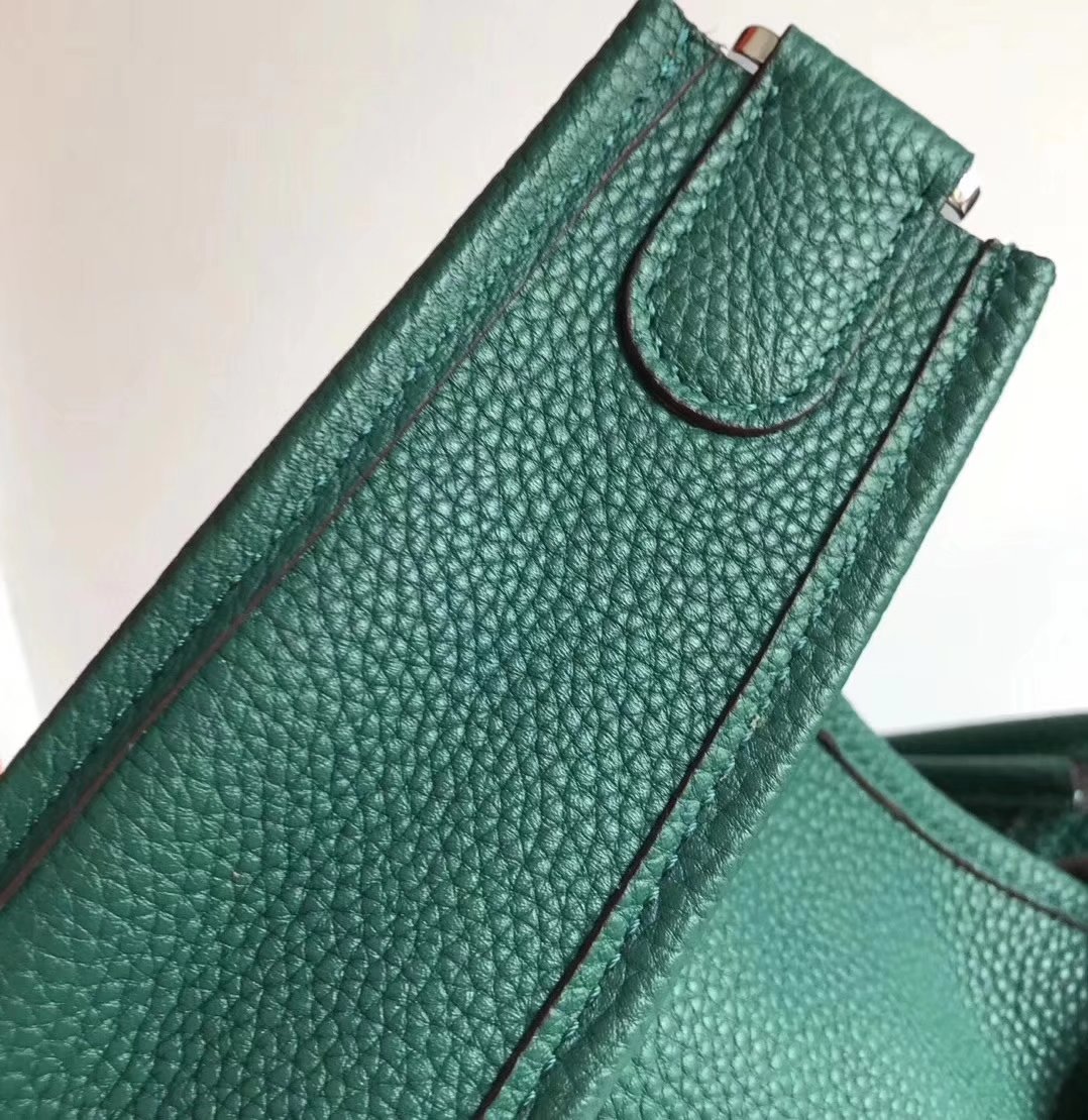 Hermes 28cm Evelyne Leather Bag Green