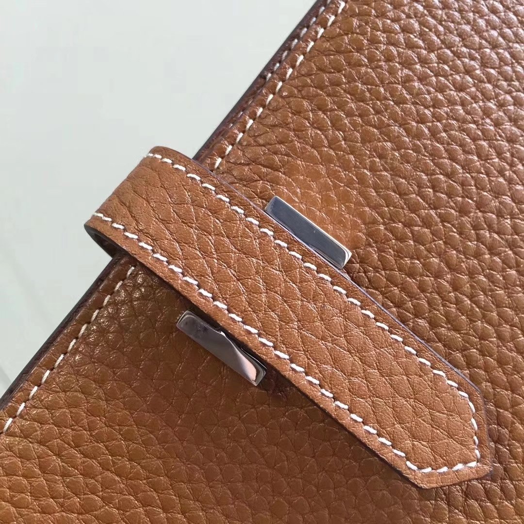 Hermes Bearn Bifold Wallet Togo Leather Coffee