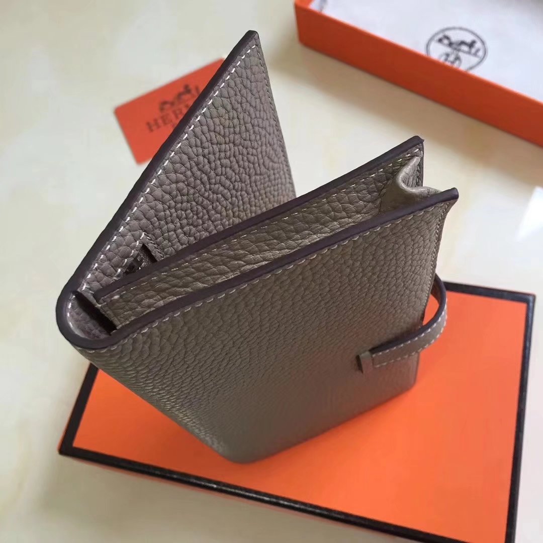 Hermes Bearn Bifold Wallet Togo Leather Grey