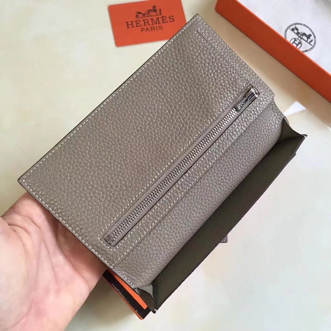 Hermes Bearn Bifold Wallet Togo Leather Grey