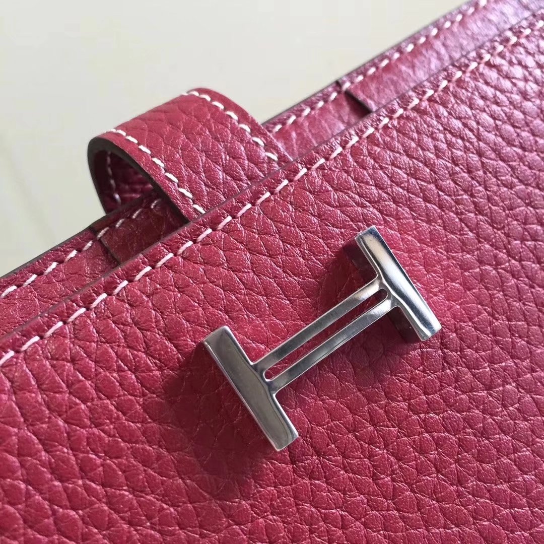 Hermes Bearn Bifold Wallet Togo Leather Red