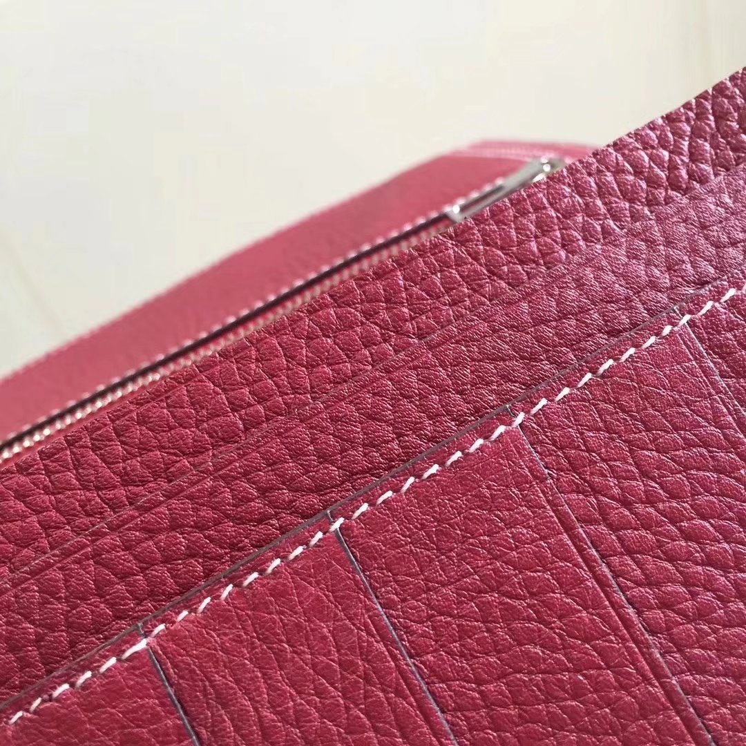 Hermes Bearn Bifold Wallet Togo Leather Red