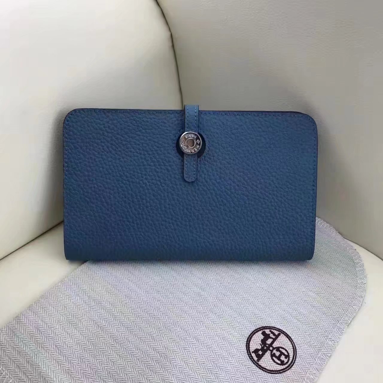 Hermes Dogon Compact Wallet Medium Blue