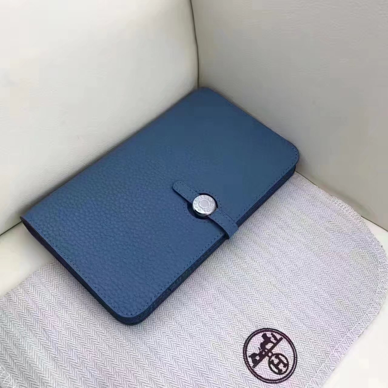 Hermes Dogon Compact Wallet Medium Blue