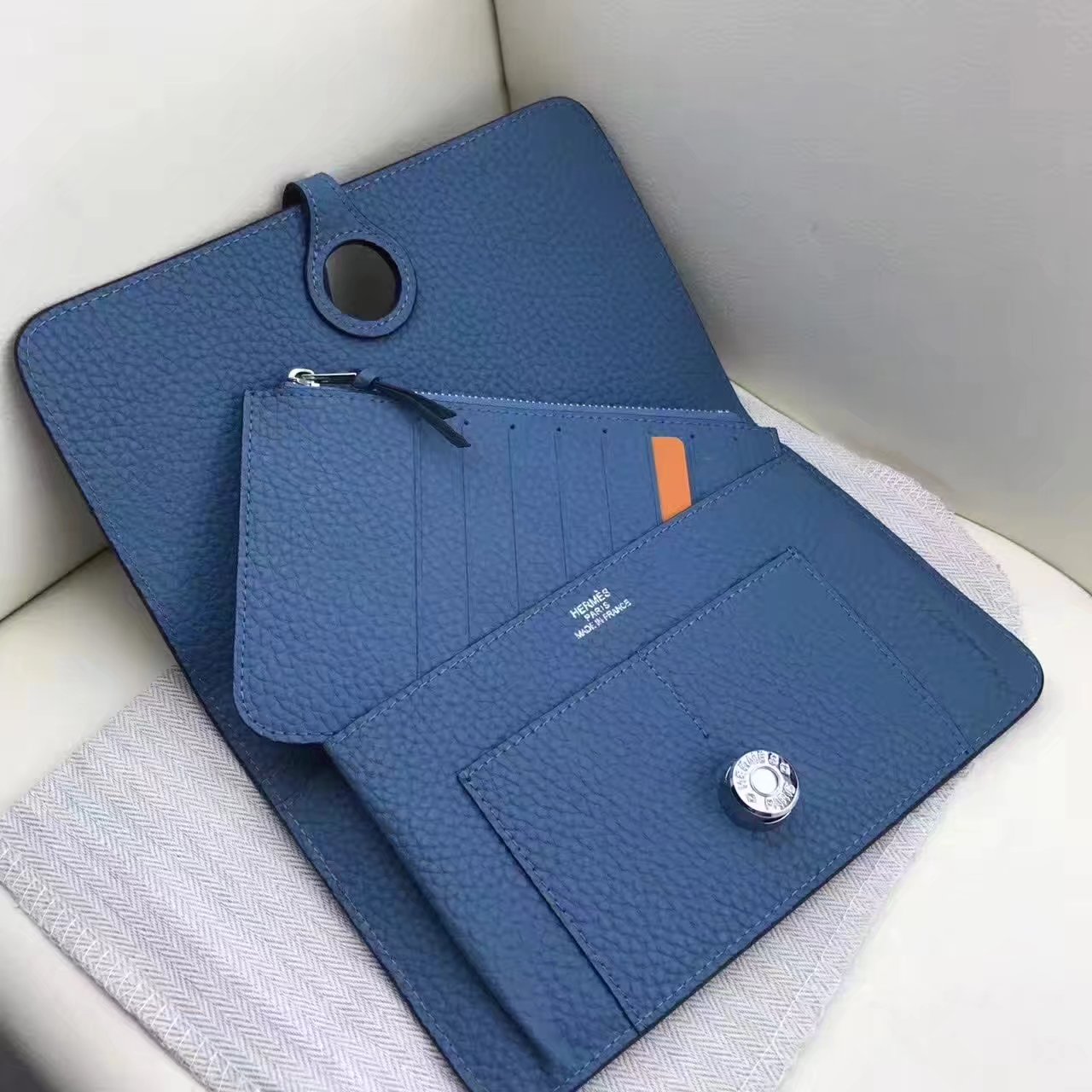 Hermes Dogon Compact Wallet Medium Blue