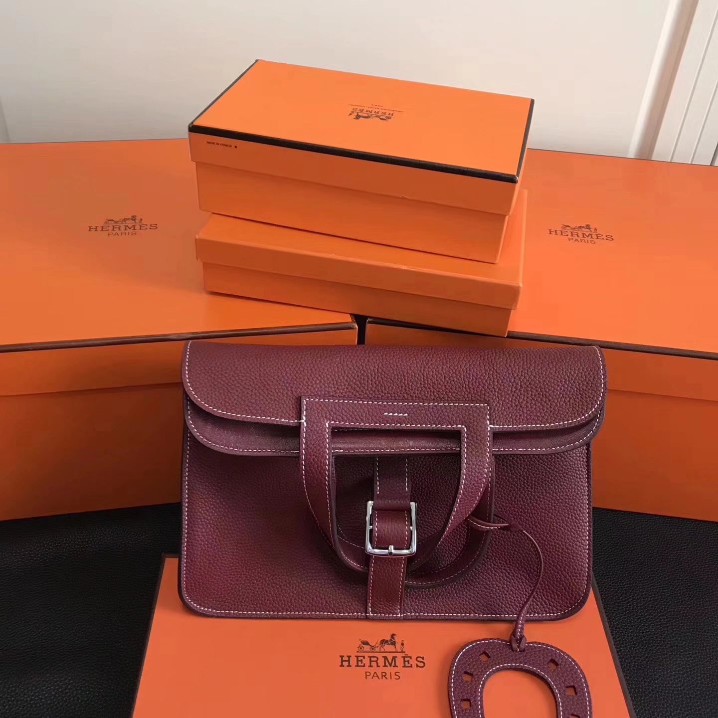 Hermes Halzan 31cm Red Swift Calfskin Bag