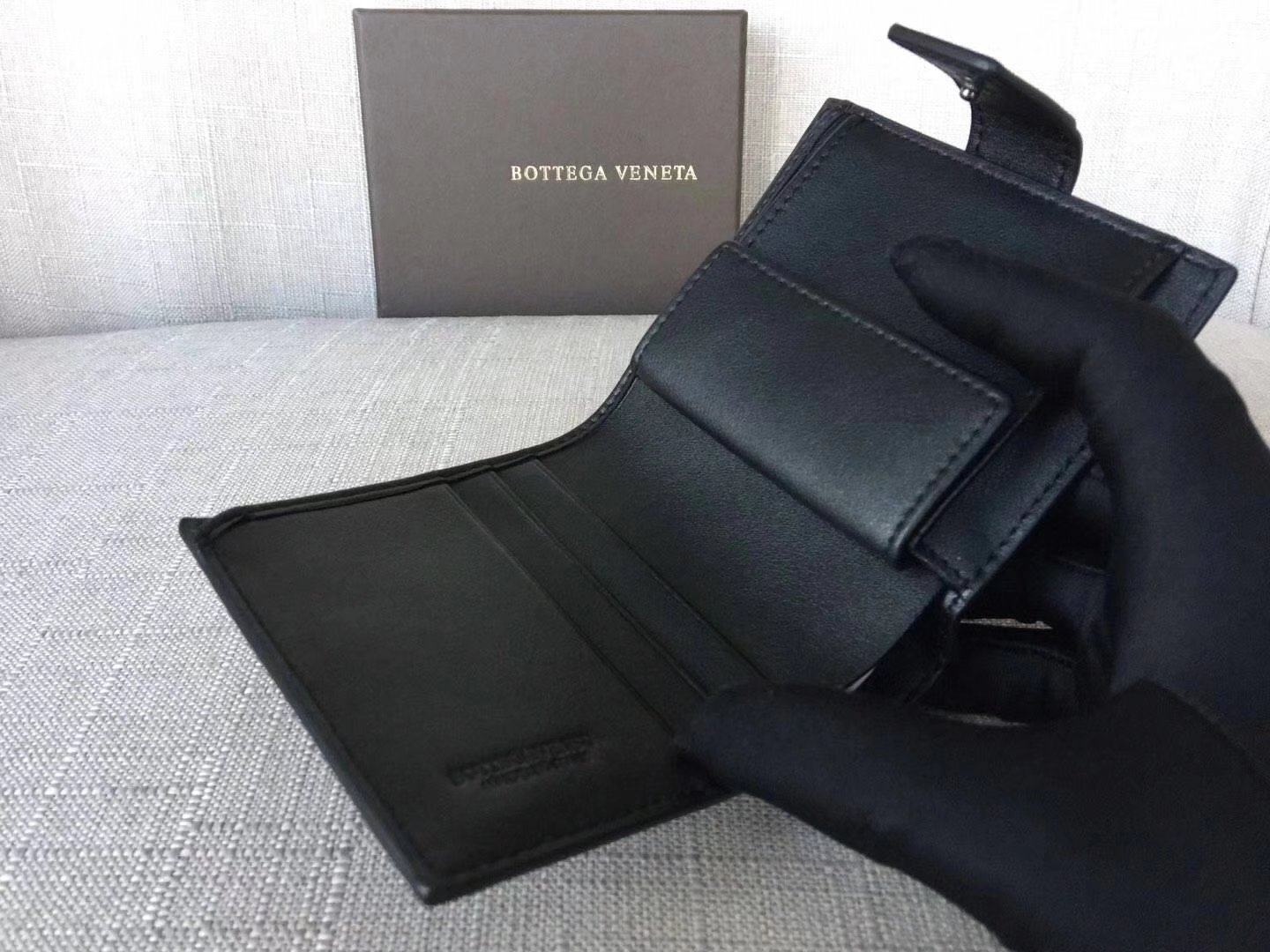 Bottega Veneta Intrecciato Nappa Leather Mini Wallet Black