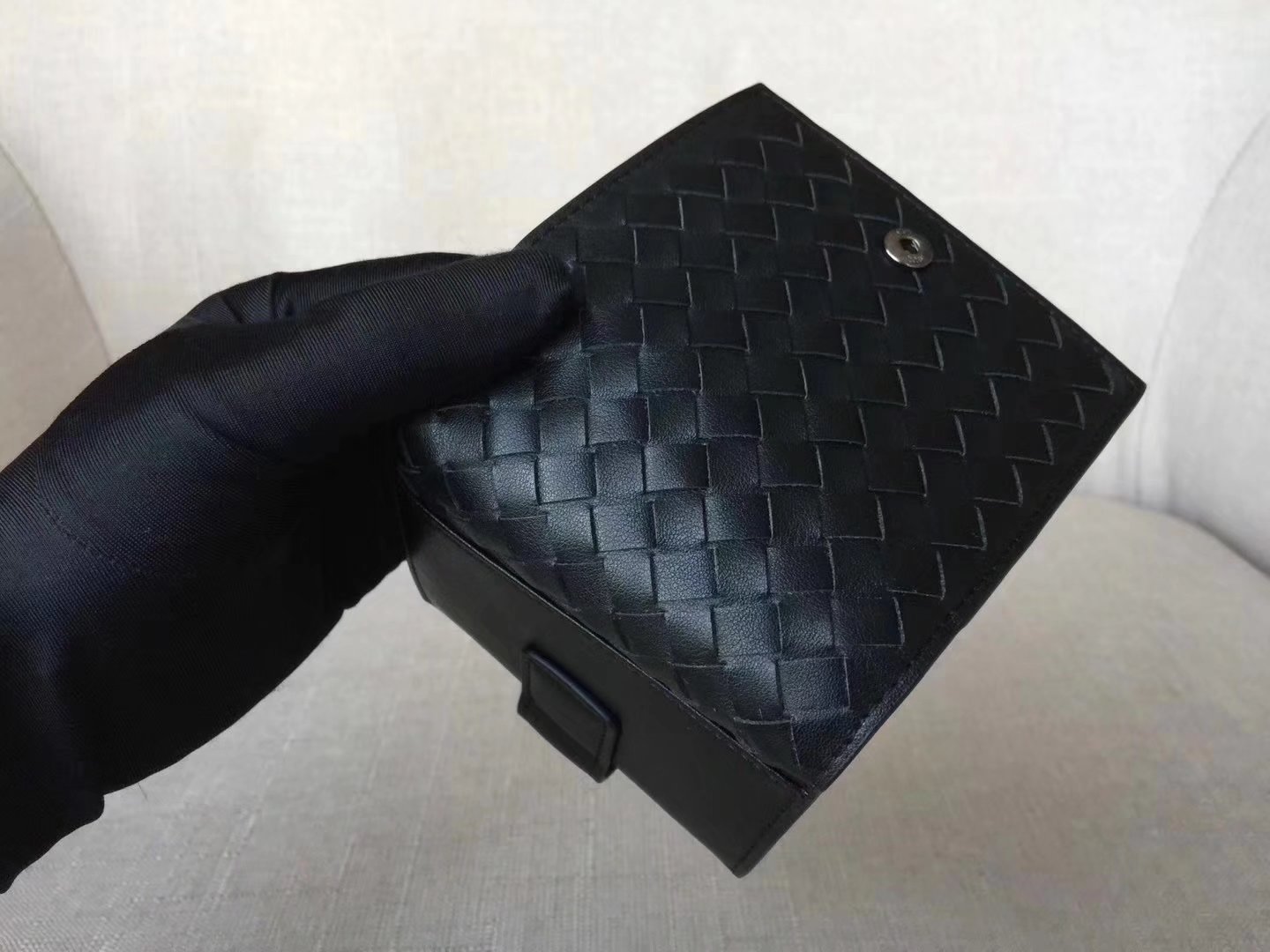 Bottega Veneta Intrecciato Nappa Leather Mini Wallet Black