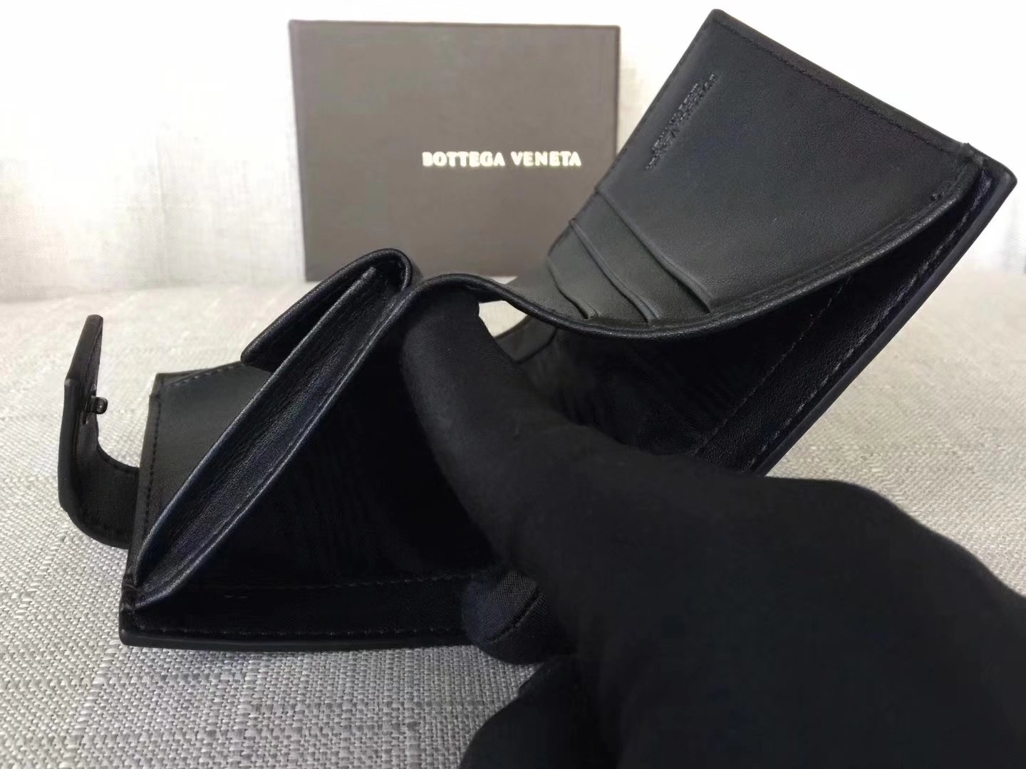 Bottega Veneta Intrecciato Nappa Leather Mini Wallet Black