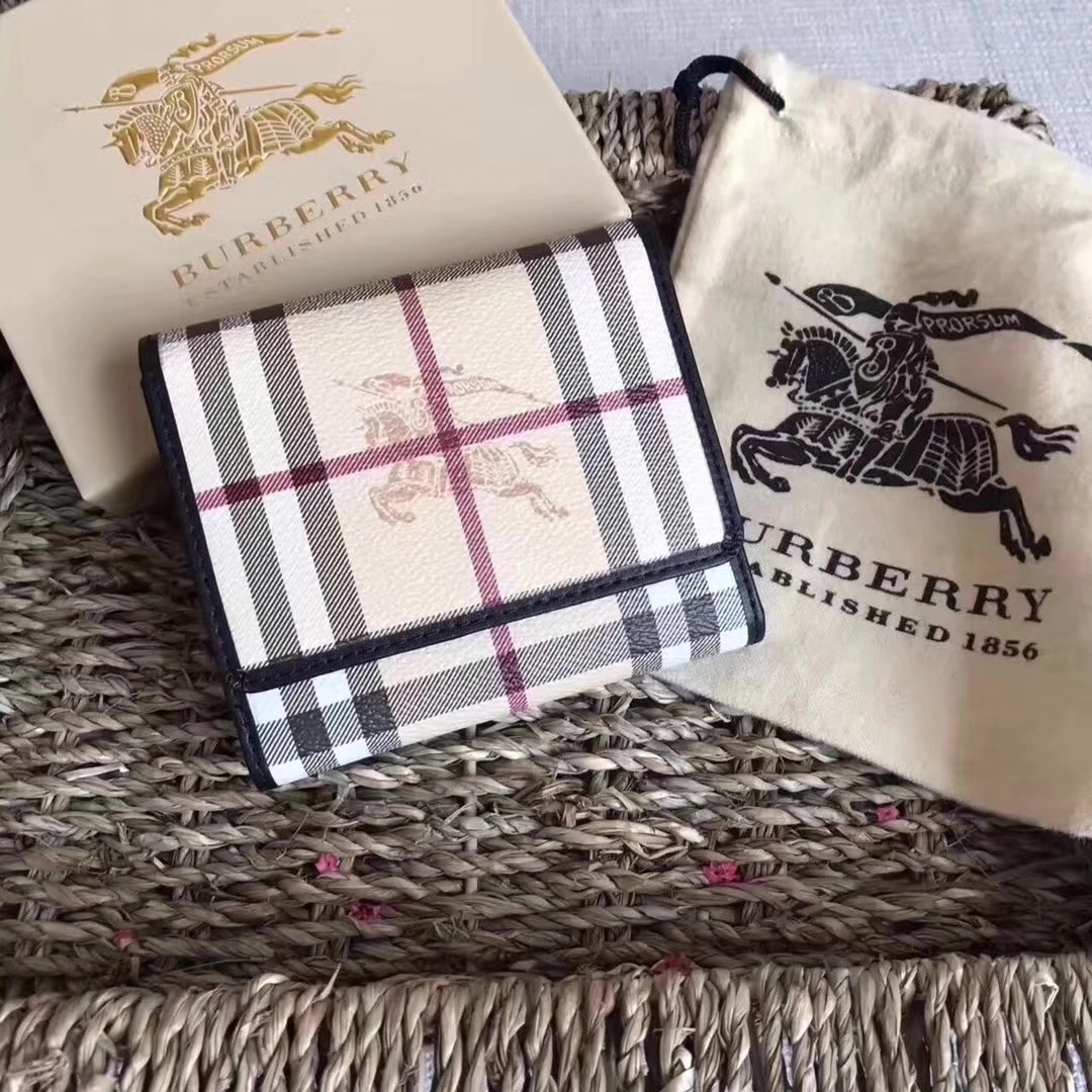 Burberry Haymarket Check and Leather Women Small Wallet