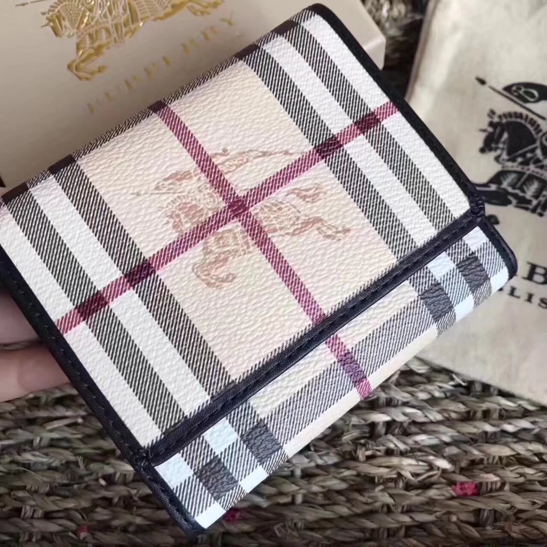 Burberry Haymarket Check and Leather Women Small Wallet