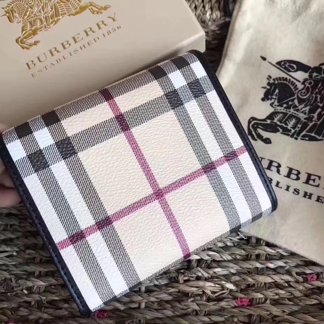 Burberry Haymarket Check and Leather Women Small Wallet