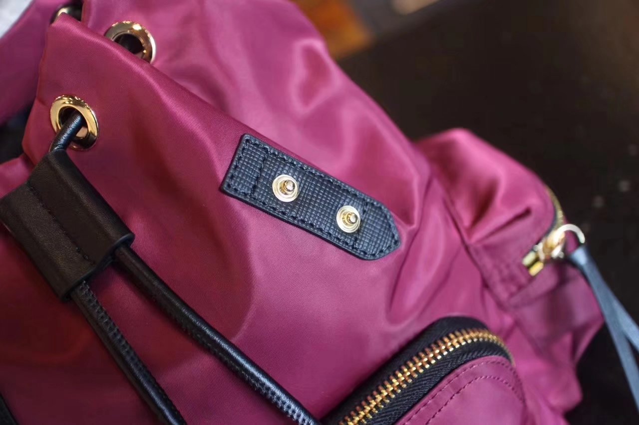 Burberry The Small Dark Red Rucksack in Technical Nylon and Leather