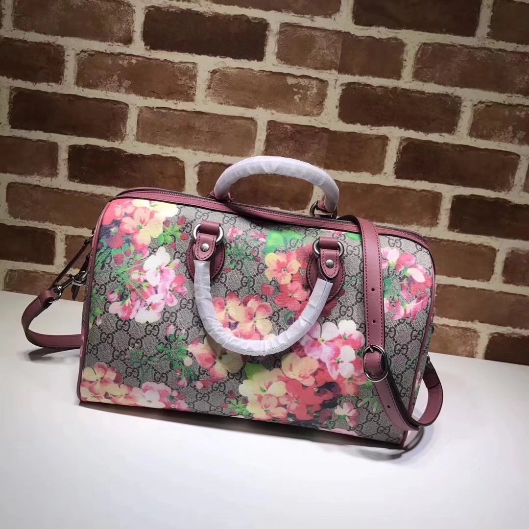 Gucci 409527 Flower Print GG Medium Boston Bag