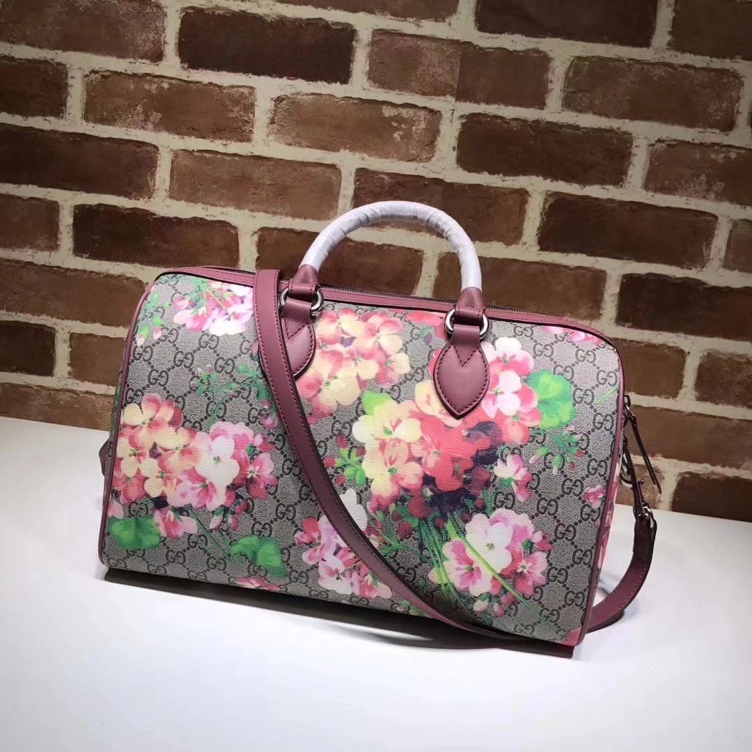 Gucci 409527 Flower Print GG Medium Boston Bag