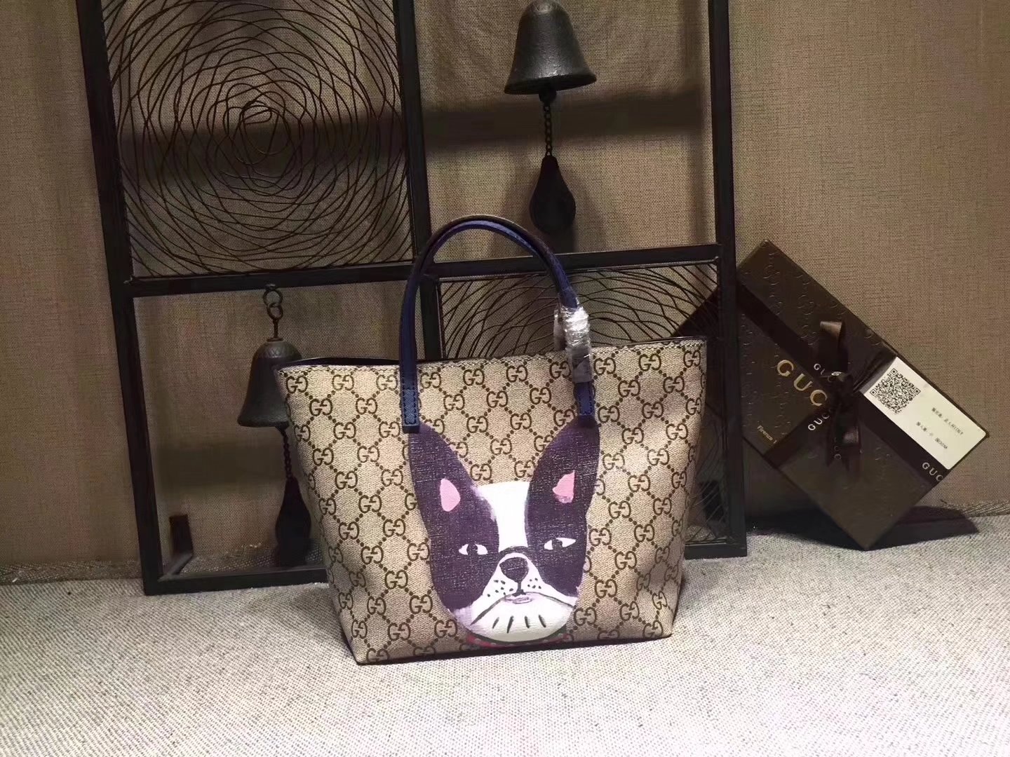 Gucci 鈥?10812 Children's GG Supreme Cat Tote Bag Purple Leather