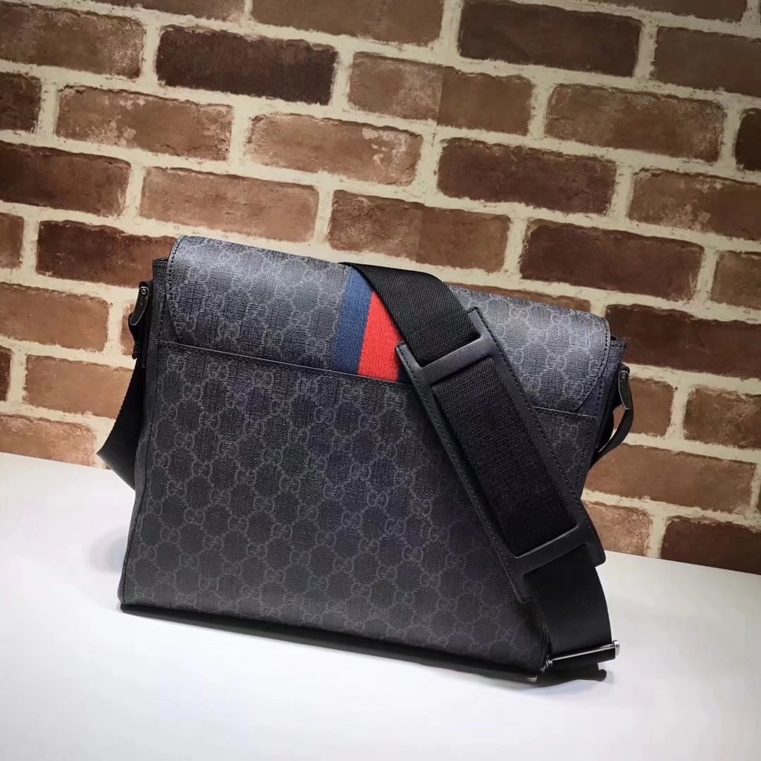 Gucci 475432 GG Supreme Men Messenger Bag Black