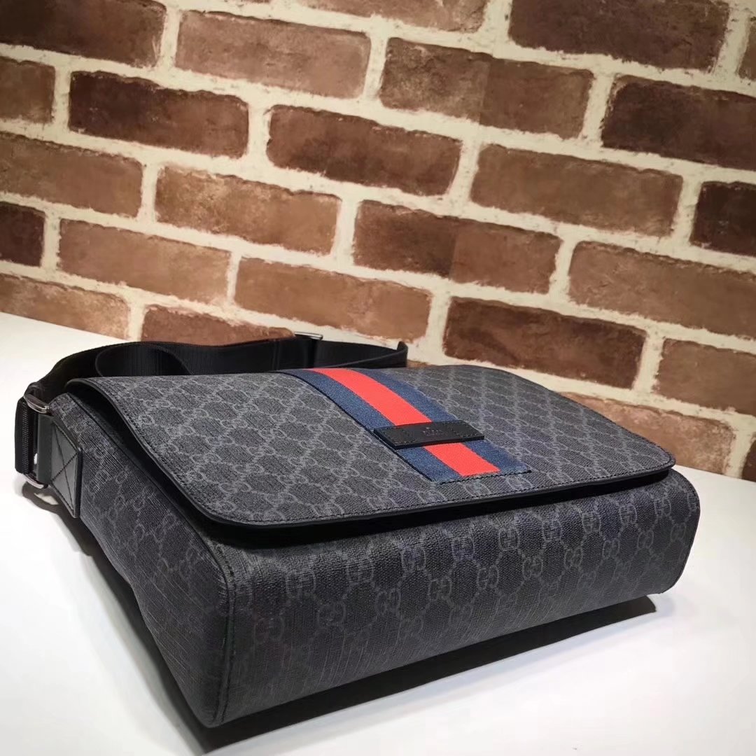 Gucci 475432 GG Supreme Men Messenger Bag Black