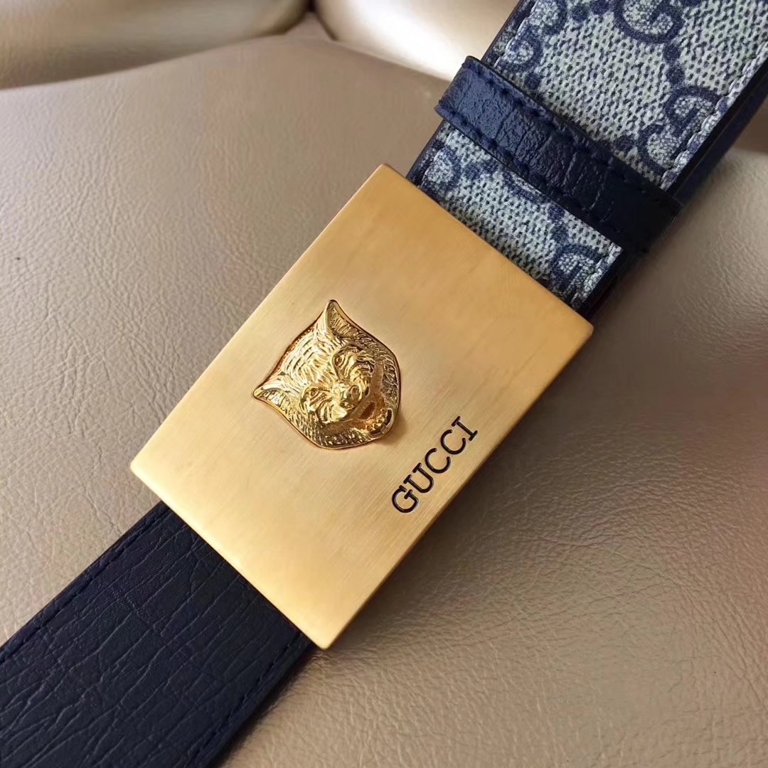 Gucci Men Leather Blet With Gold Buckle 020