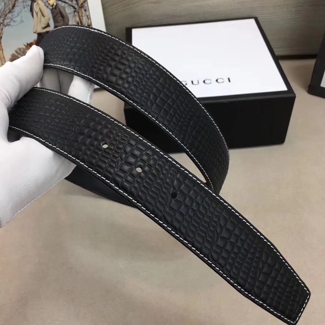 Gucci Men Leather Blet With Silver Buckle 025