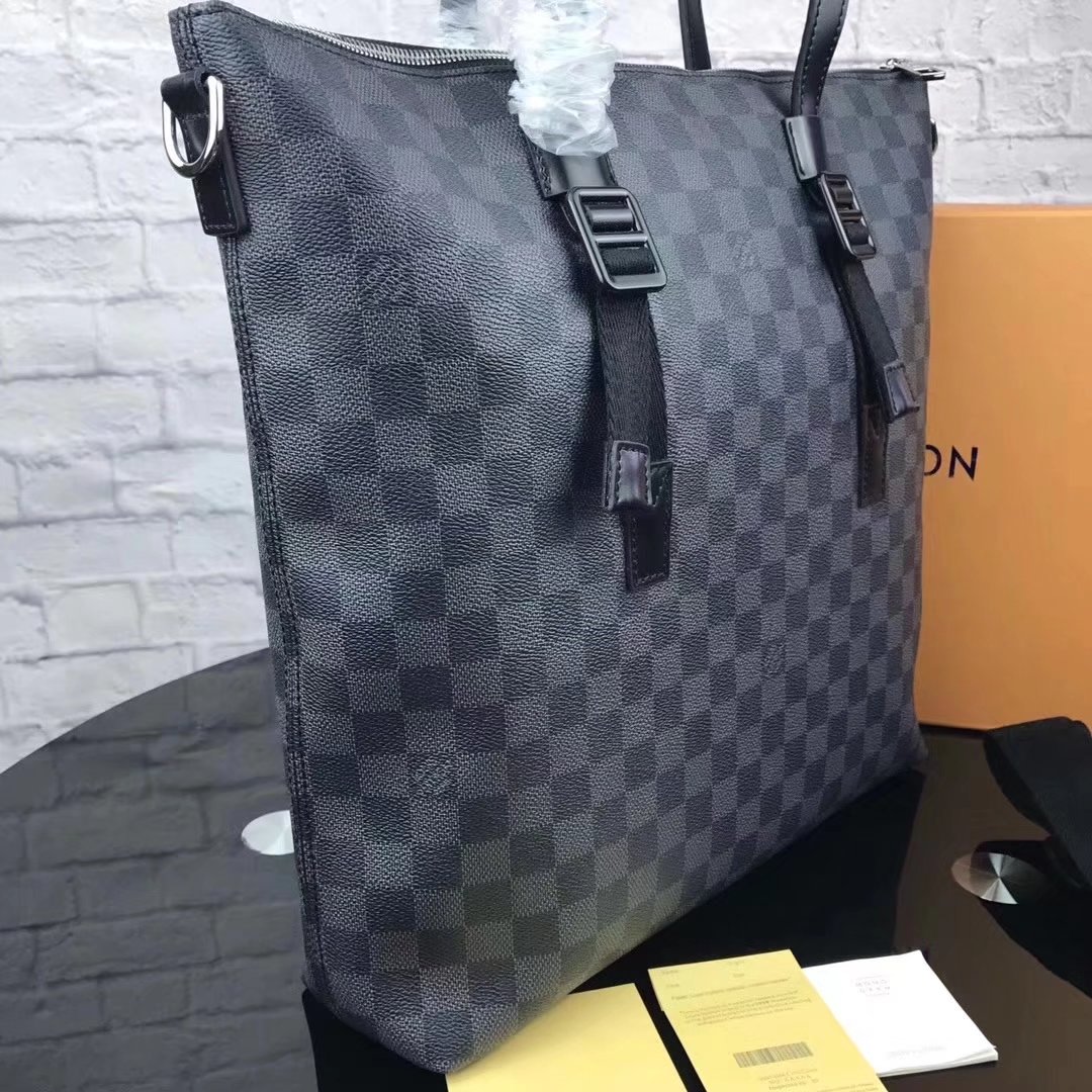 Louis Vuitton N41456 Damier Graphite Canvas Skyline Tote Bag Black