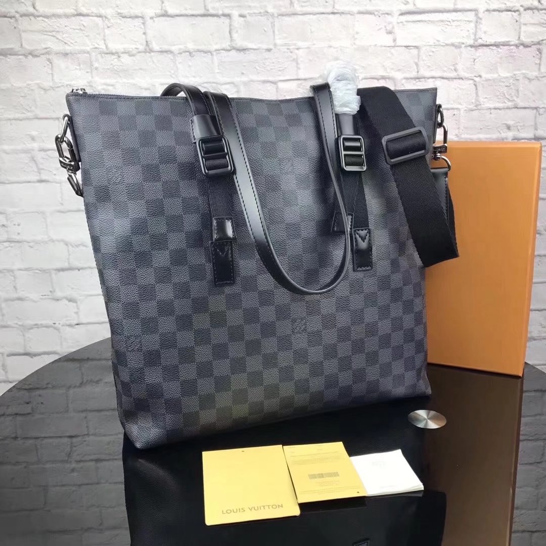 Louis Vuitton N41456 Damier Graphite Canvas Skyline Tote Bag Black