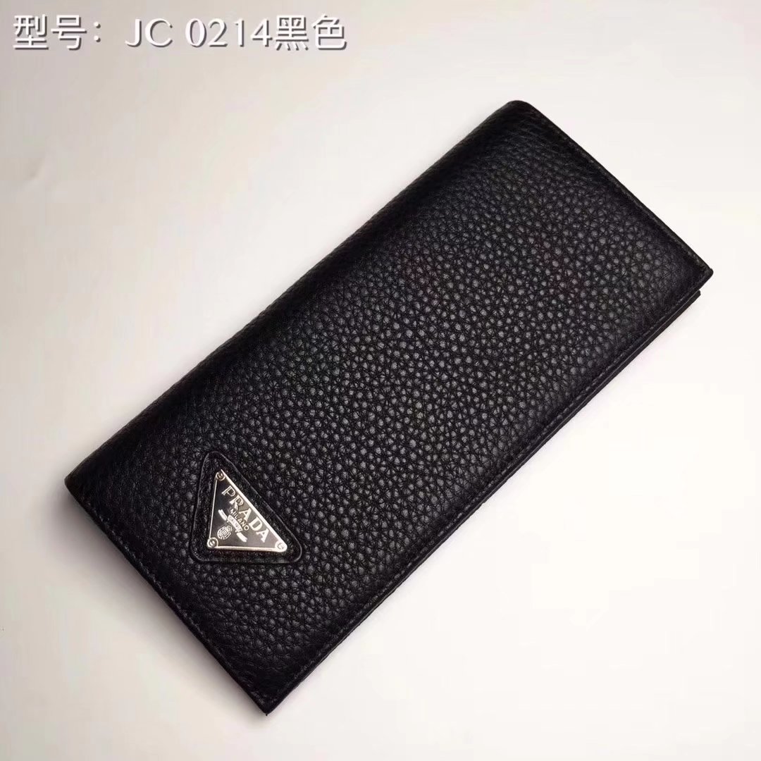 Prada JC0214 Leather Men Long Wallet Black