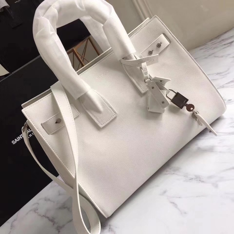  Saint Laurent Sac De Jour Souple Duffle Bag in White