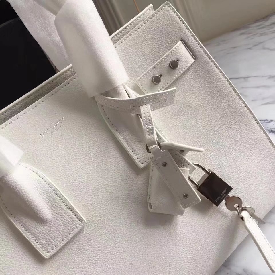  Saint Laurent Sac De Jour Souple Duffle Bag in White