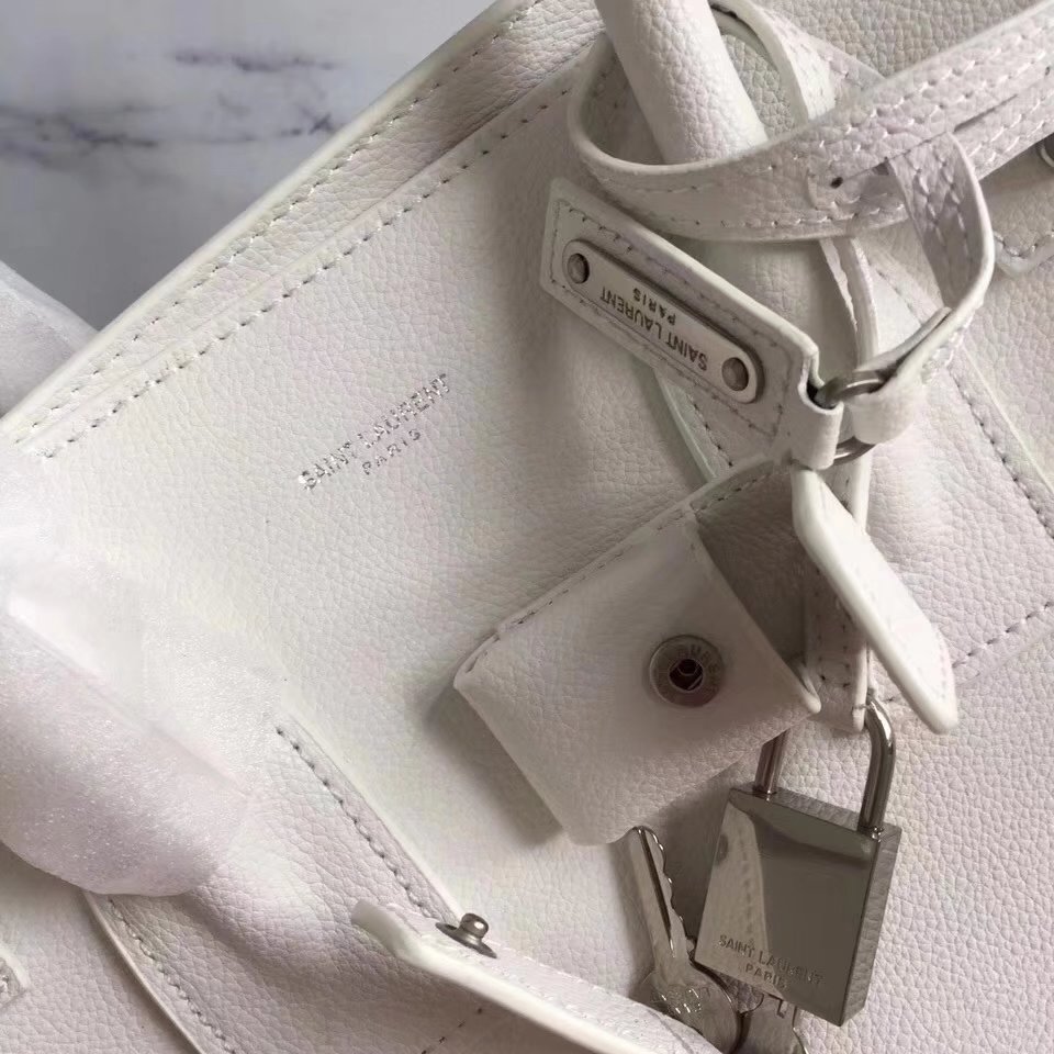  Saint Laurent Sac De Jour Souple Duffle Bag in White