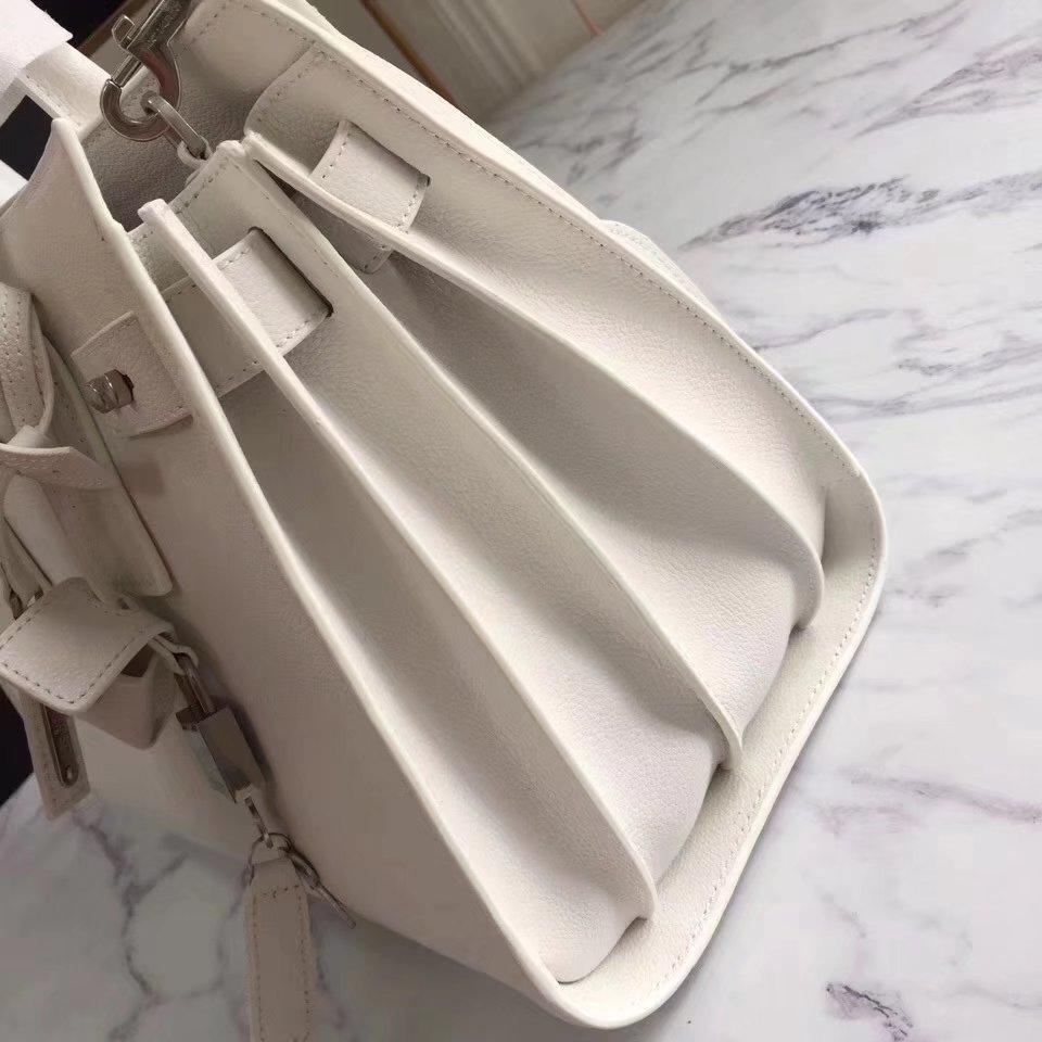  Saint Laurent Sac De Jour Souple Duffle Bag in White