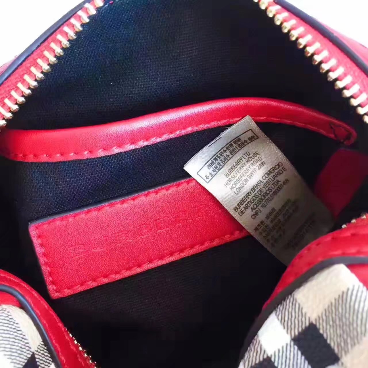 Burberry House Check and Leather Mini Women Shoulder Bag Red