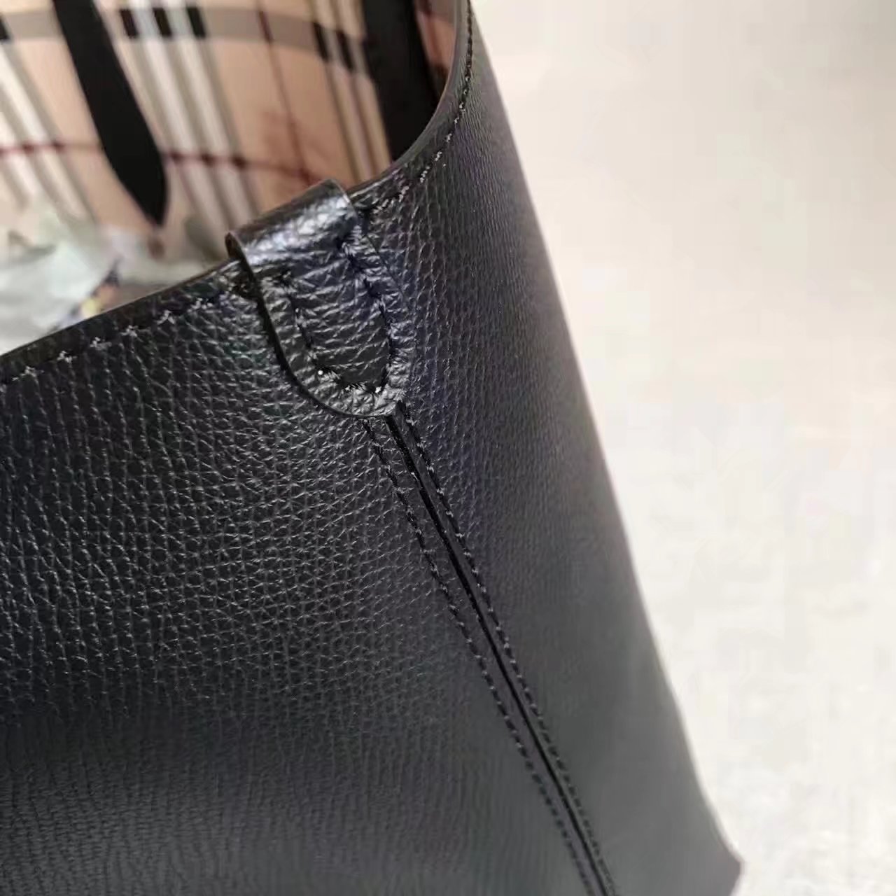 Burberry Medium Coated Leather Tote Bag Black