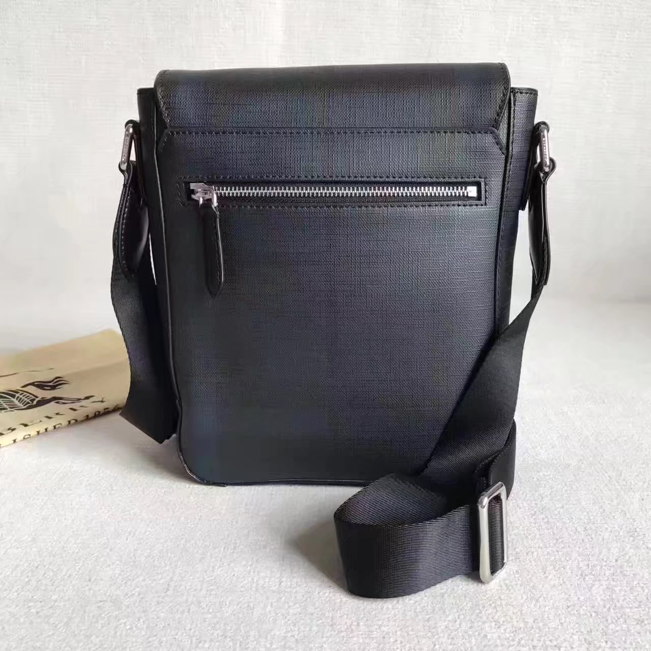 Burberry Men London Check Crossbody Bag Black