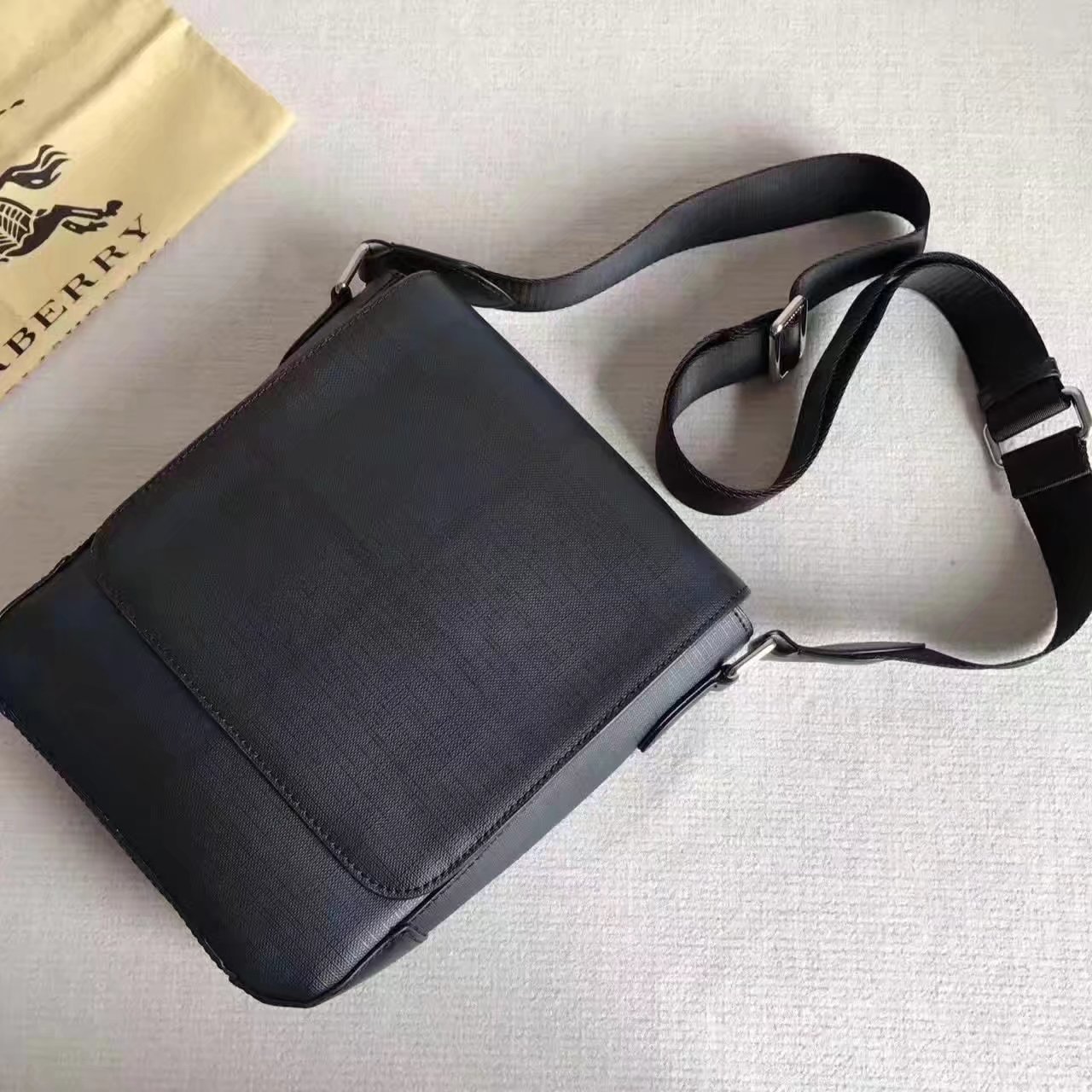 Burberry Men London Check Crossbody Bag Black