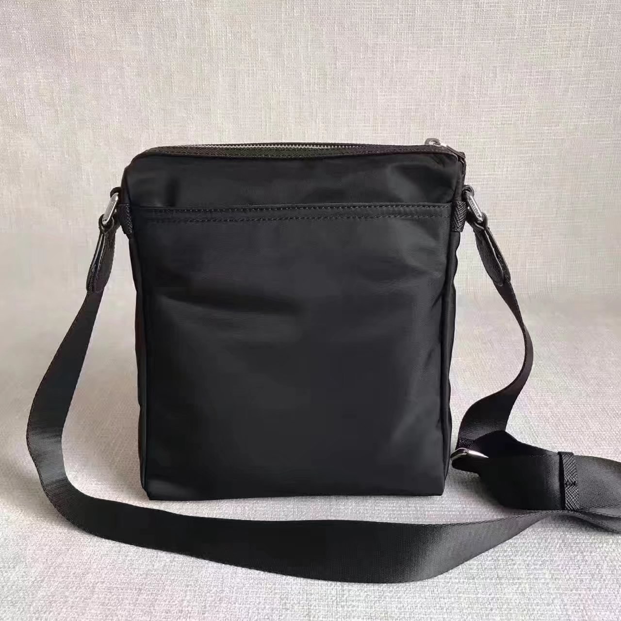 Burberry Men Small Technical Crossbody Bag with Leather Trim Black