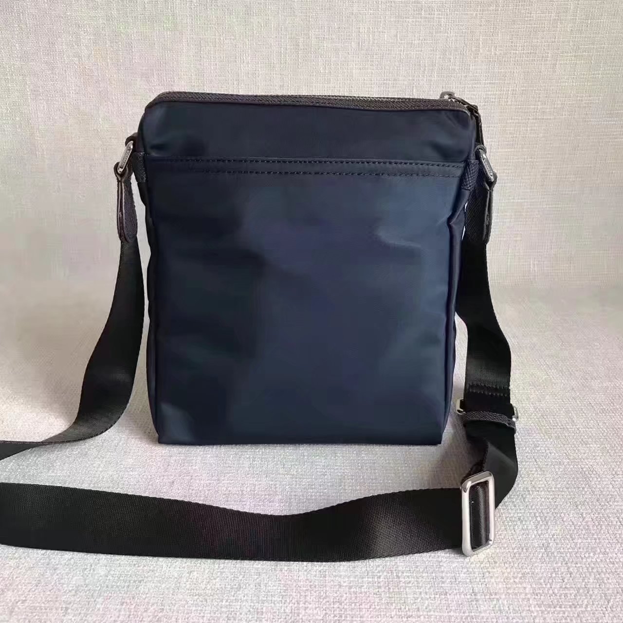 Burberry Men Small Technical Crossbody Bag with Leather Trim Blue