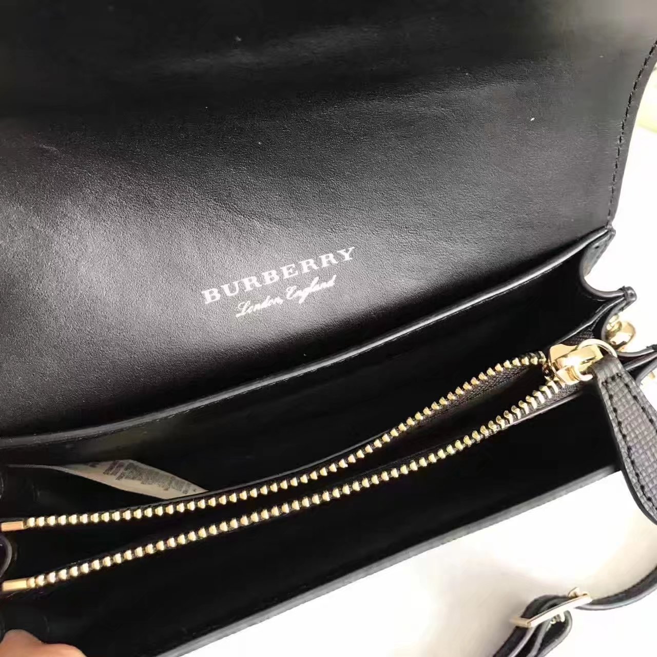 Burberry Small Buckle Shoulder Canvas Black Leather