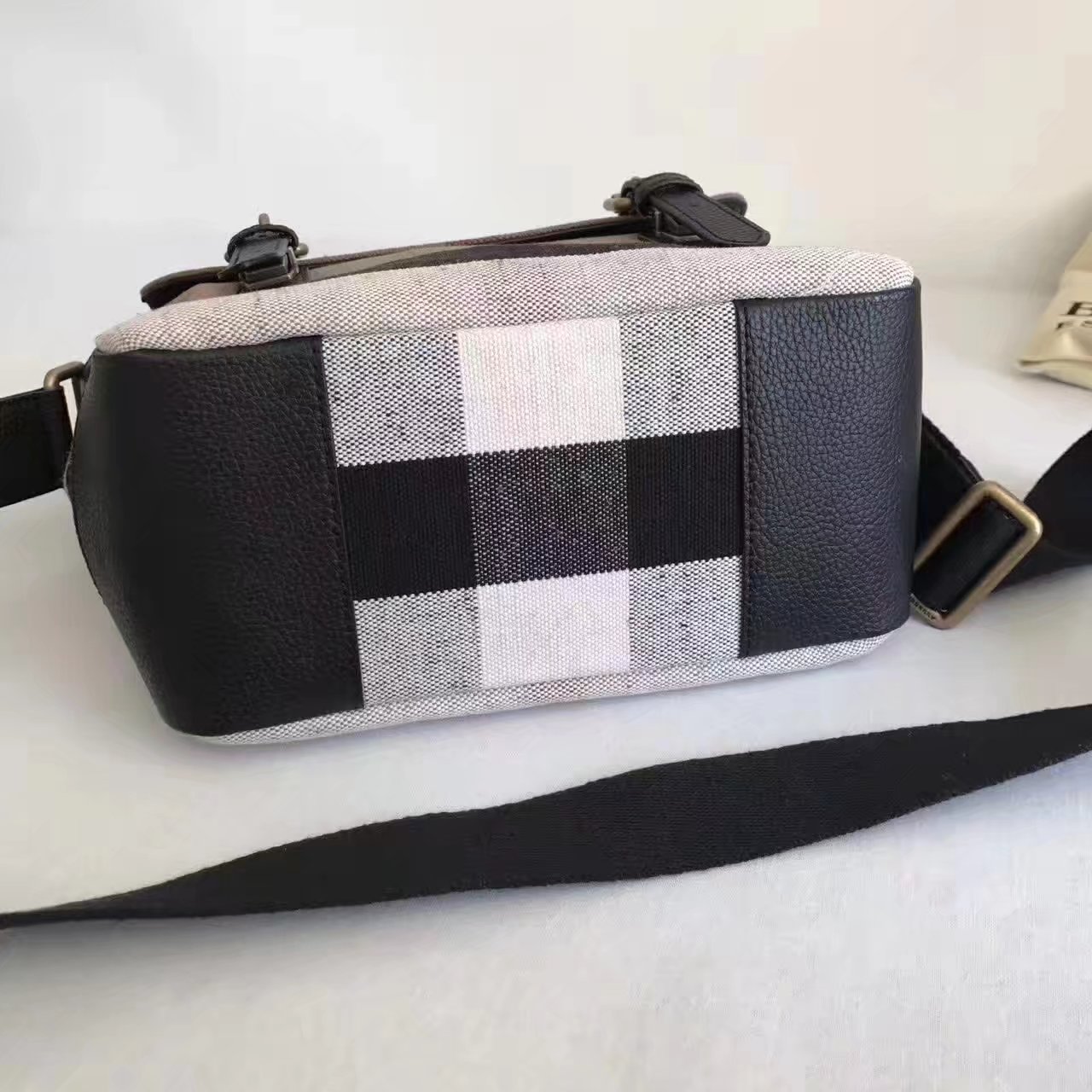 Burberry Small Canvas Check Messenger Bag Coffee