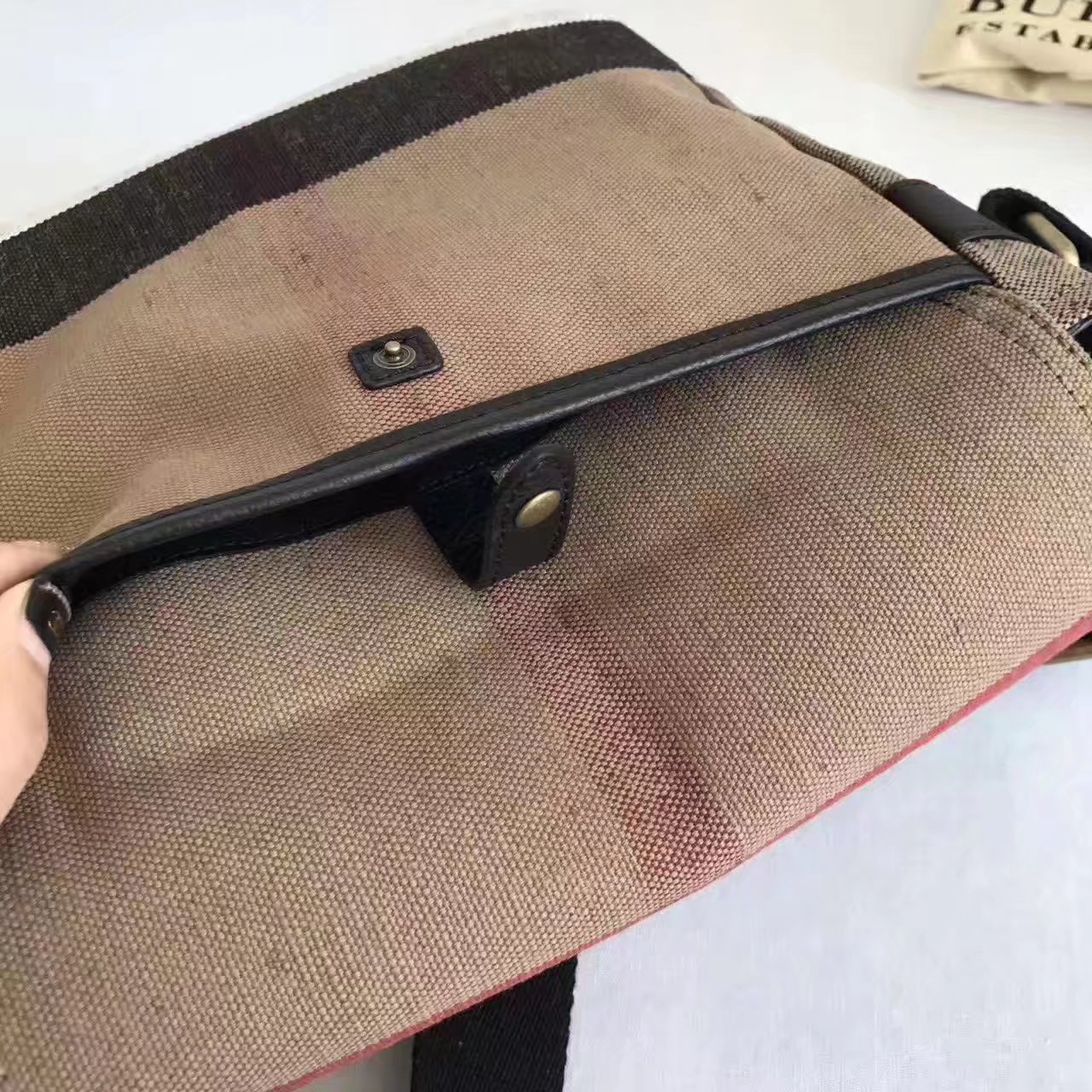 Burberry Small Canvas Check Messenger Bag Coffee