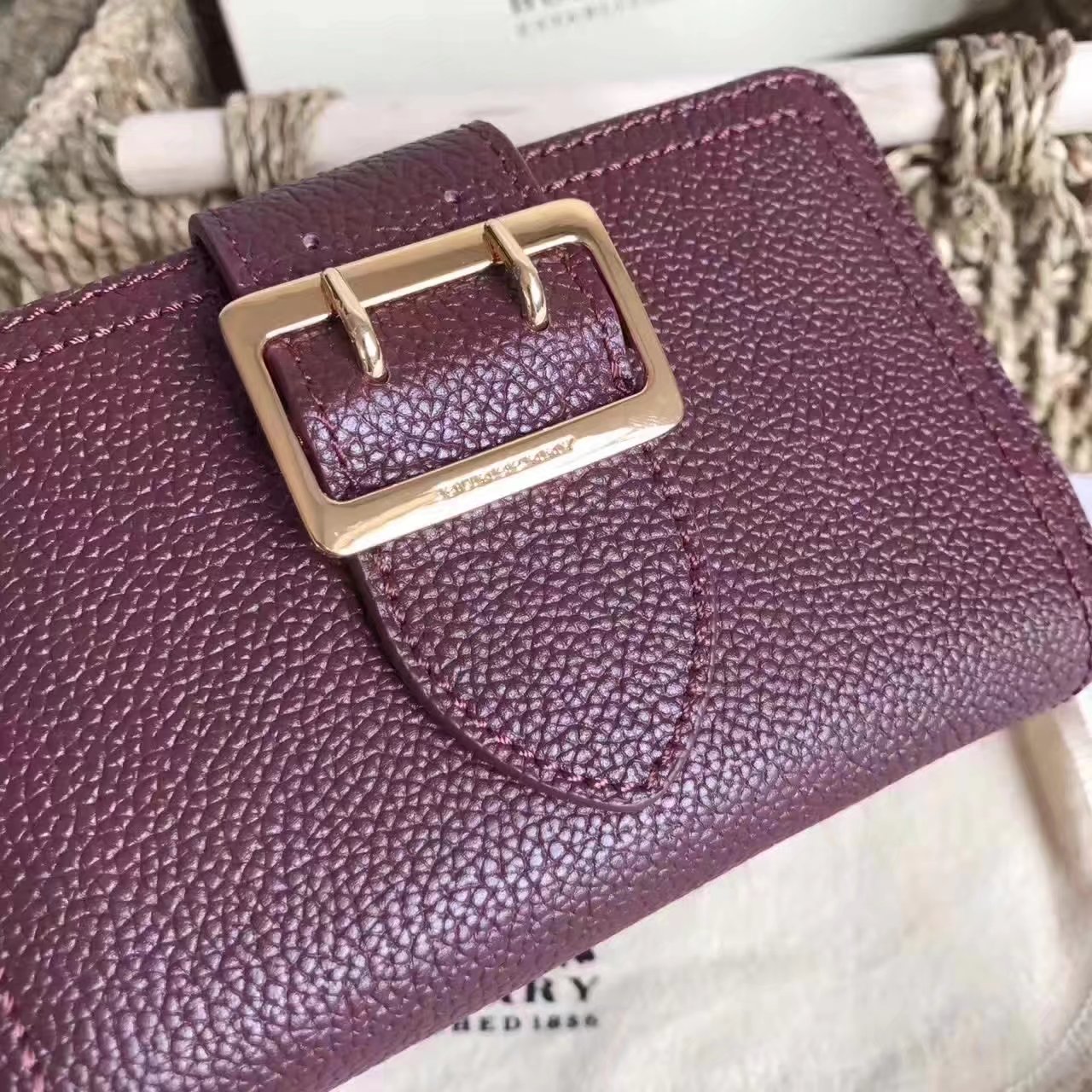 Burberry Textured Leather Continental Women Wallet Brown