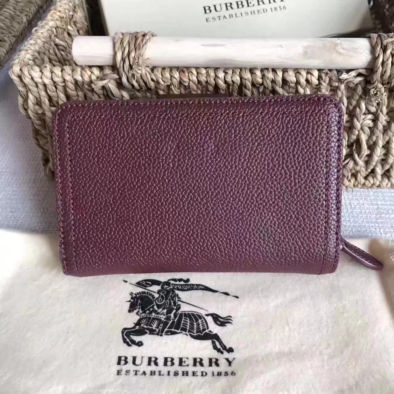 Burberry Textured Leather Continental Women Wallet Brown