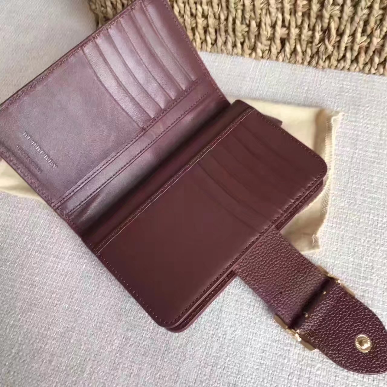 Burberry Textured Leather Continental Women Wallet Brown