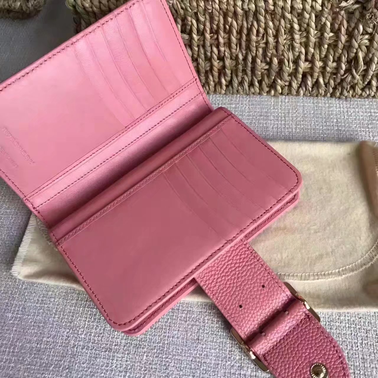 Burberry Textured Leather Continental Women Wallet Pink