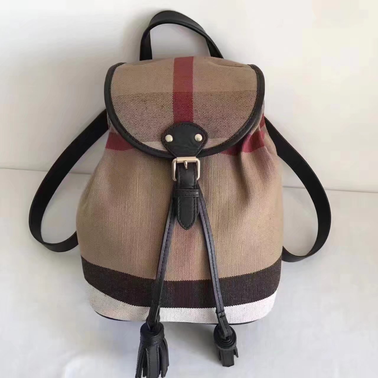 Burberry The Medium Rucksack in Canvas Check and Leather