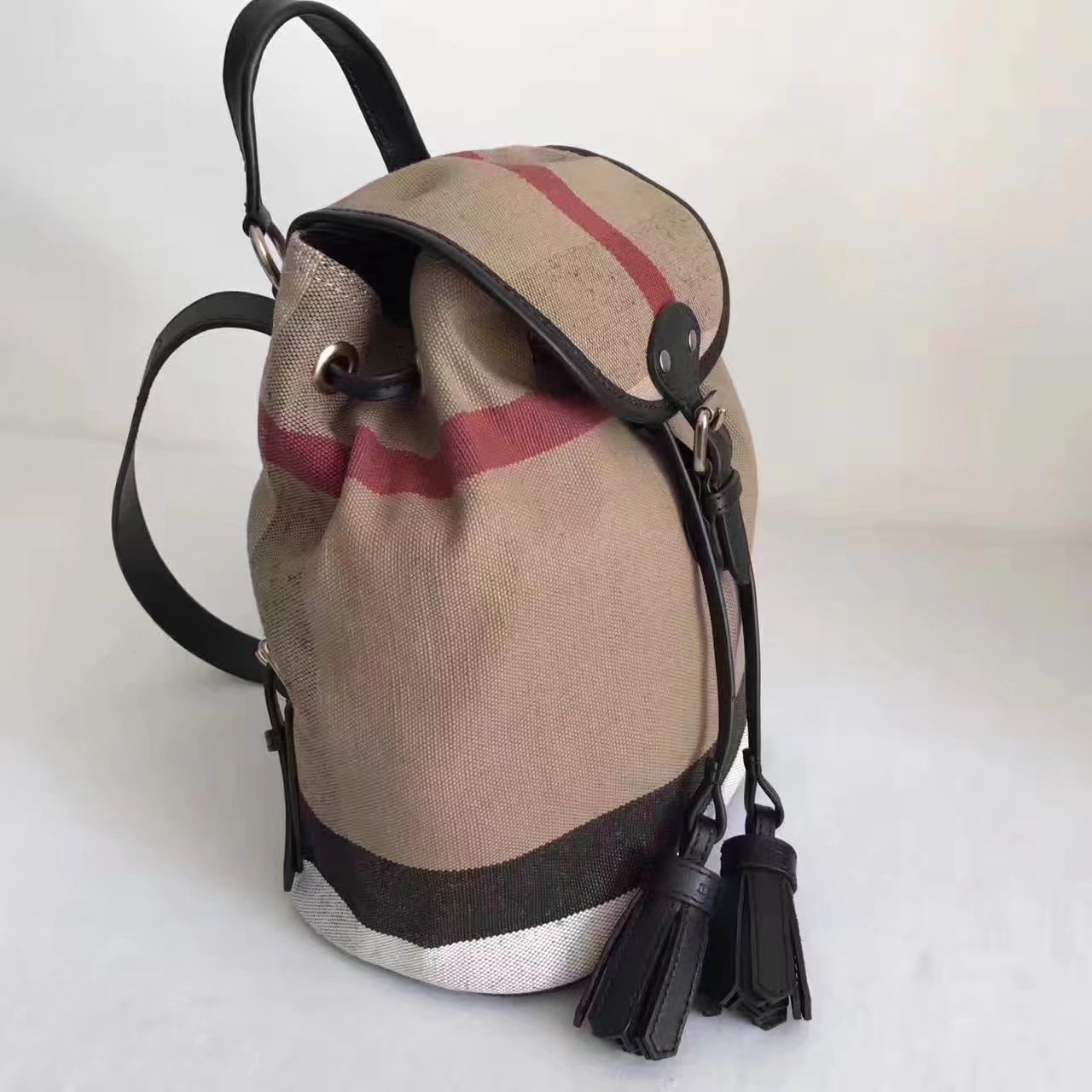 Burberry The Medium Rucksack in Canvas Check and Leather