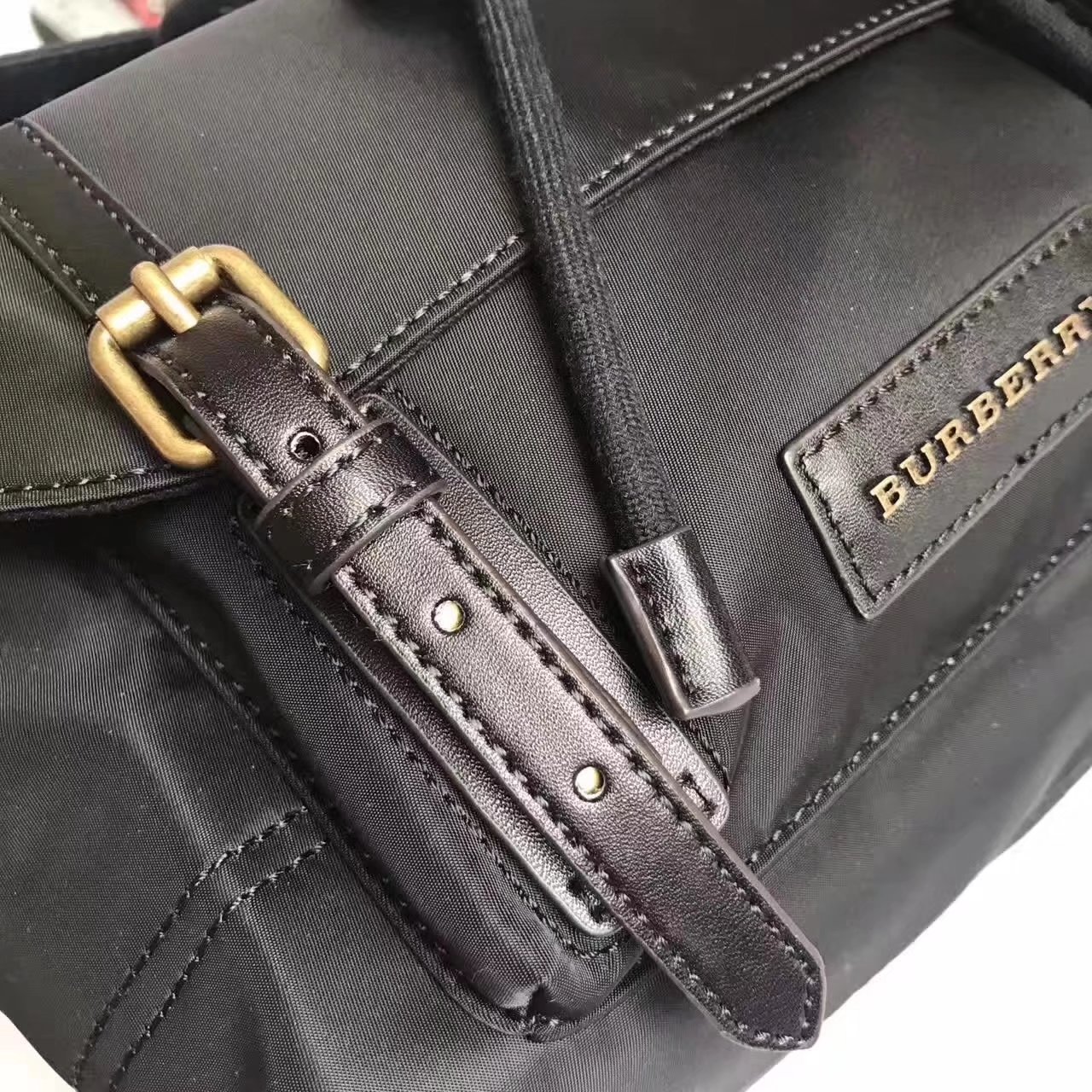 Burberry Women Backpack Nylon and Black Leather