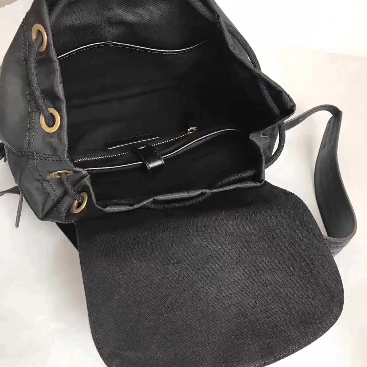 Burberry Women Backpack Nylon and Black Leather