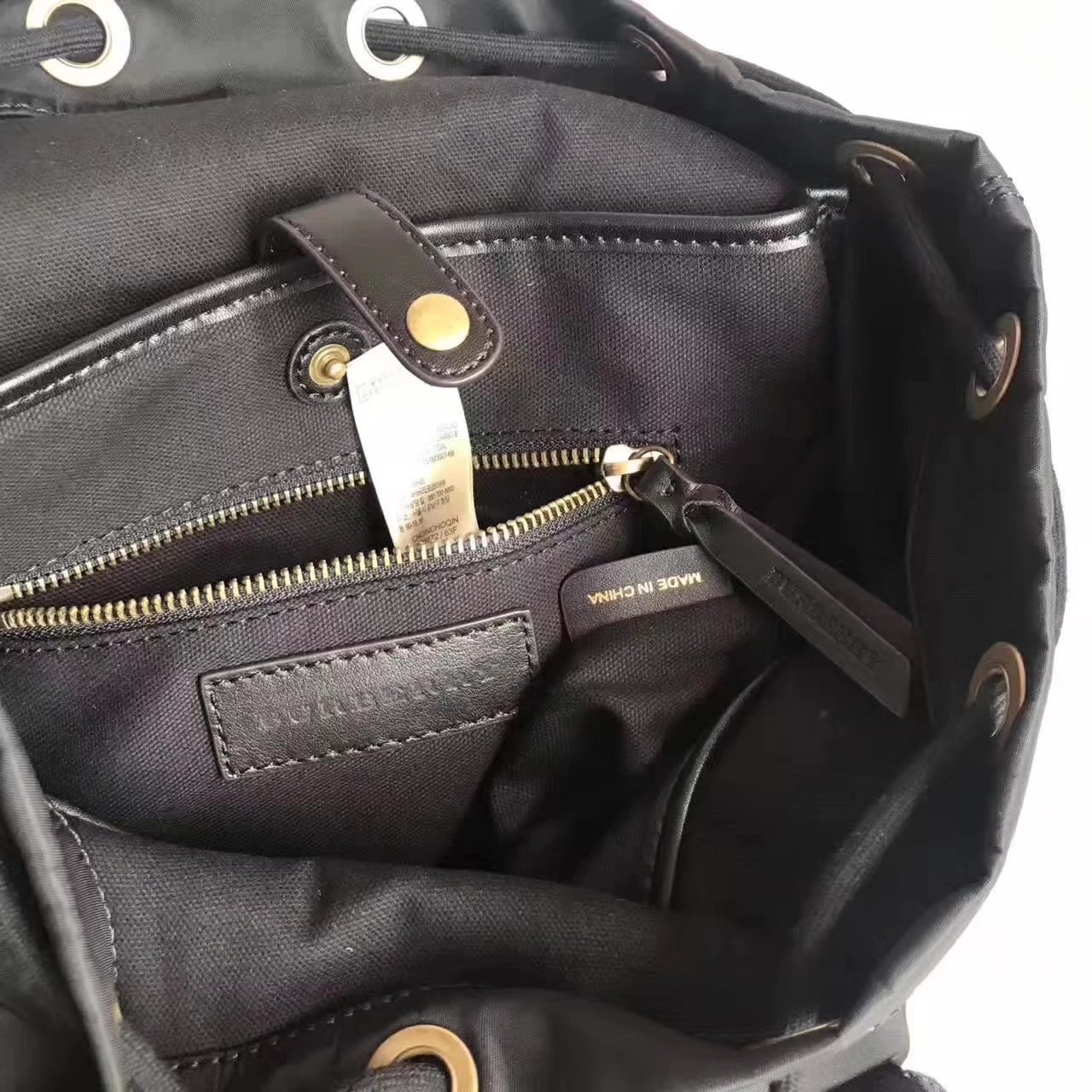 Burberry Women Backpack Nylon and Black Leather