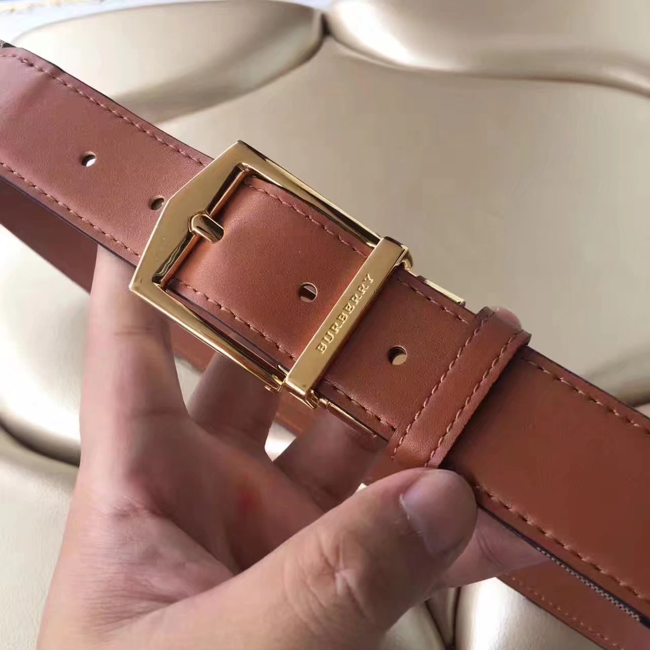 Burrberry 3.5cm Leather Belt Brown